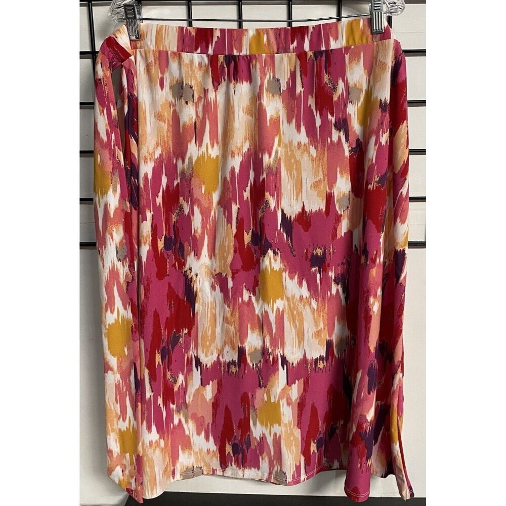 Cupio Full Skirt Womens XL Attached Belt Pink Orange Elastic Waist